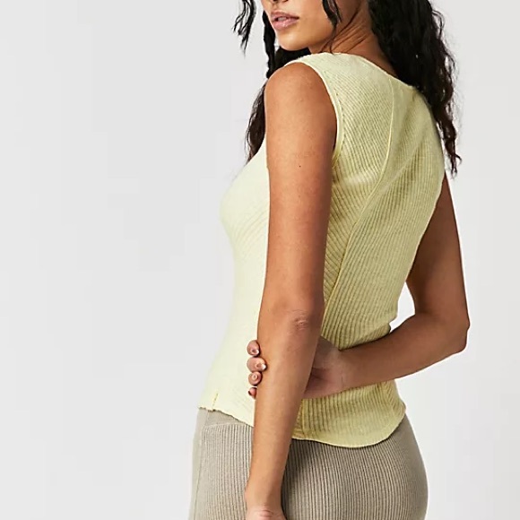 We The Free Free People Boss Babe Ribbed-Knit Corset Tank Top Yellow Size XS - Picture 5 of 5